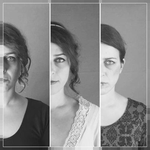 Foto in bianco e nero di Francesca Bruni tratta dal cortometraggio su Francesca da Rimini