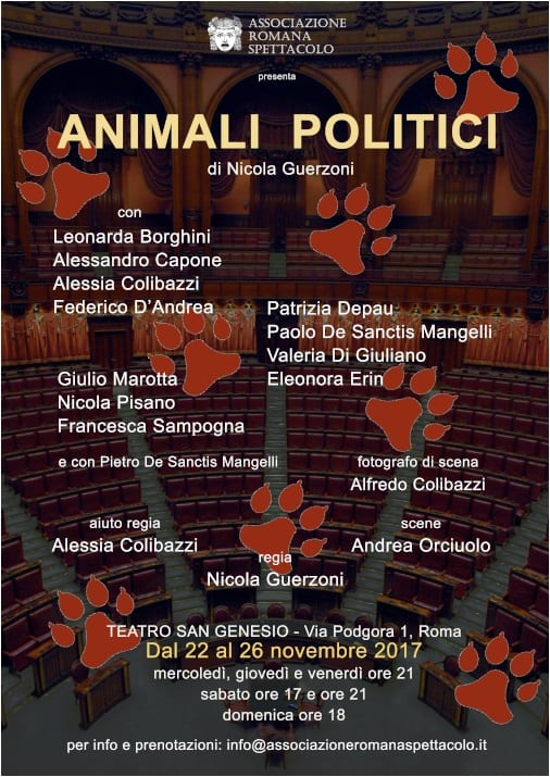 Locandina Animali Politici, Teatro San Genesio, 2017