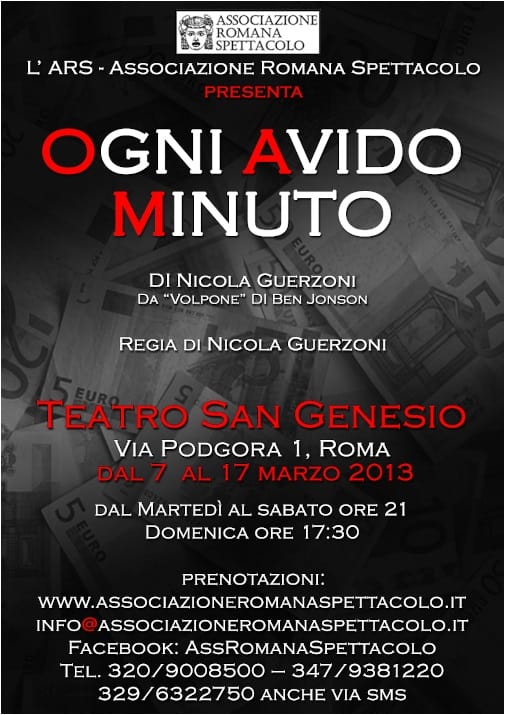 Locandina Ogni avido minuto, Teatro San Genesio, 2013